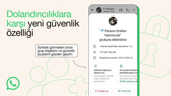 WhatsApp yeni güvenlik ekranı ile dolandırıcılıklara karşı önlem alıyor.