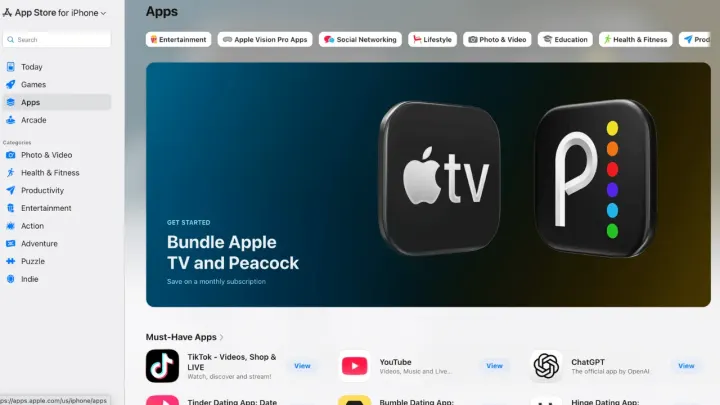 Apple, App Store'u internet üzerinden erişilebilir hale getirdi.