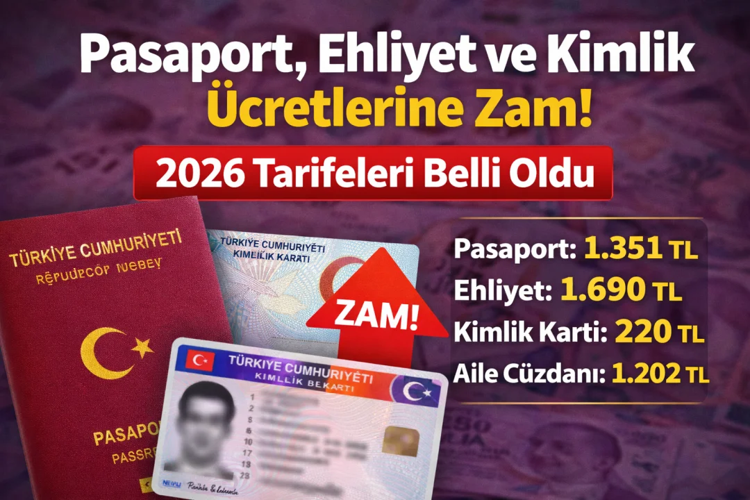 Pasaport, Ehliyet ve Kimlik Ücretlerine Zam: 2026 Tarifesi Belli Oldu