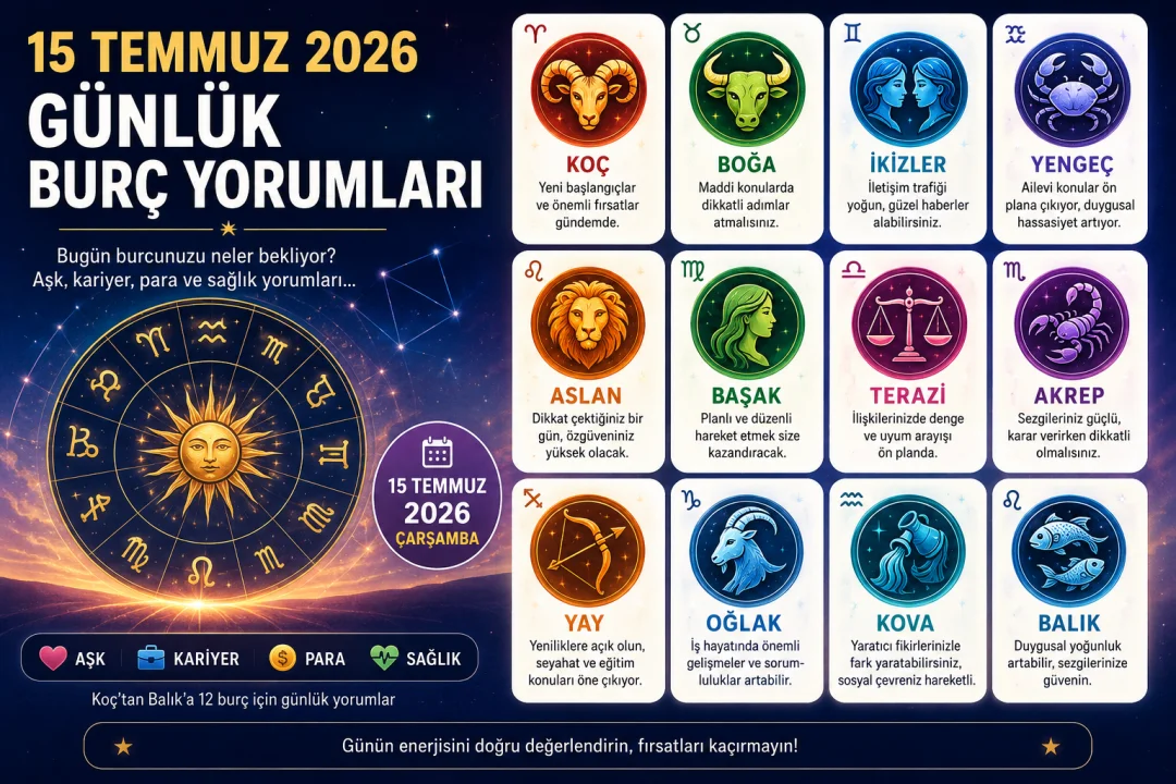 15 Temmuz 2026 Günlük Burç Yorumları